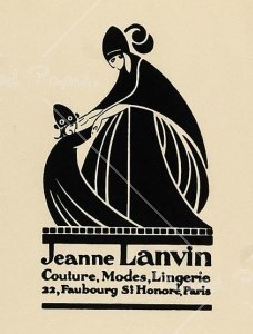 Das Lanvin-Logo, gemalt von Paul Iribe, das Jeanne Lanvin und ihre Tochter darstellen soll, schmückt seit 1927 die Flasche des Parfüms Arpège und ist damit ein früher Versuch, Frauen als Mütter anzusprechen.